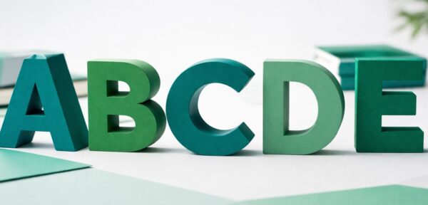 Cropped A to E solid block letters.