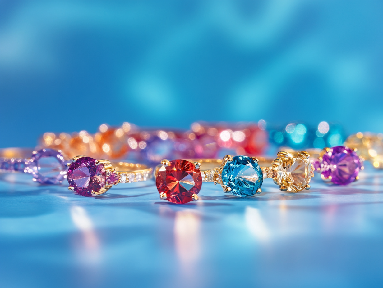 Crystal bracelet against a blue background